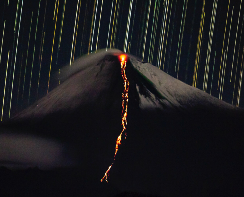 Sangay Volcano at Night