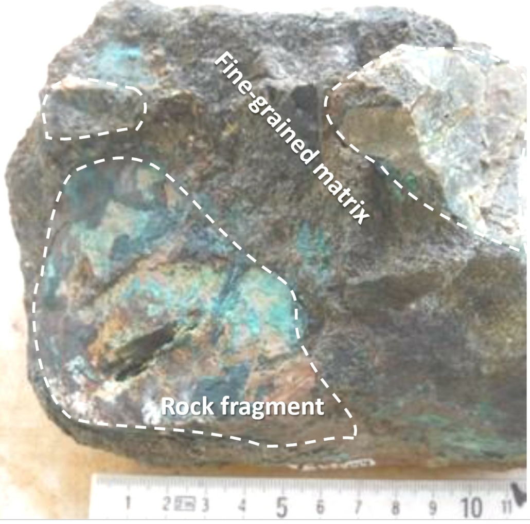 Sample showing green copper mineral