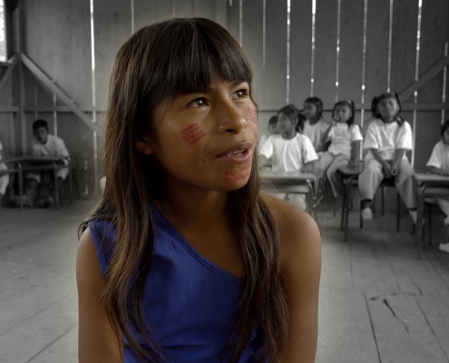 Shuar Indigenous girl in language class.